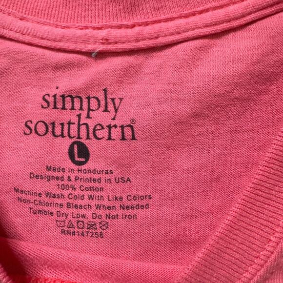 Simply Southern Shirt BEE HAPPY BEE KIND Adult L Pink Crew Neck Short Sleeve - Picture 3 of 5